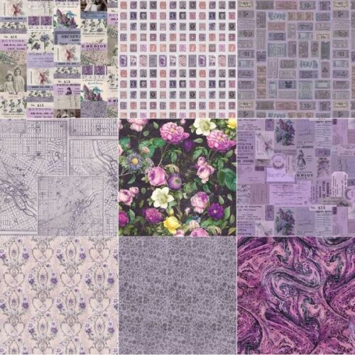 Palette Purple Fat Quarter Pack (9 pcs) by Tim Holtz