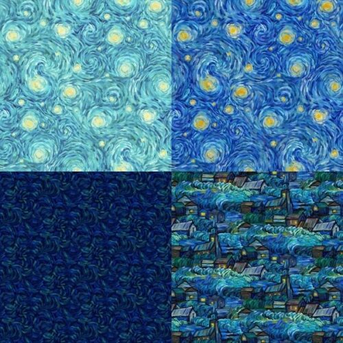 Starry Night Fat Quarter Pack (5 pieces) by Lena Belokrinitski (Cut in House)