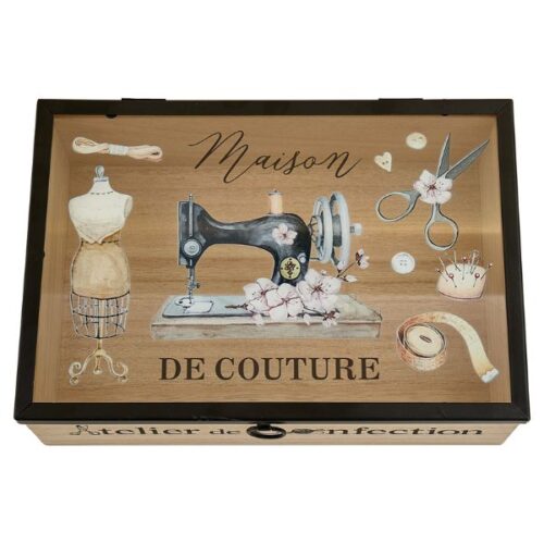 TN016 Wooden Storage Box Parisian Vintage Sewing