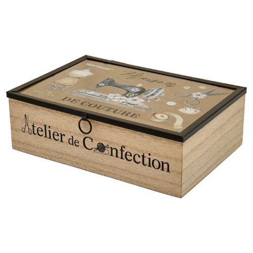TN016 Wooden Storage Box Parisian Vintage Sewing