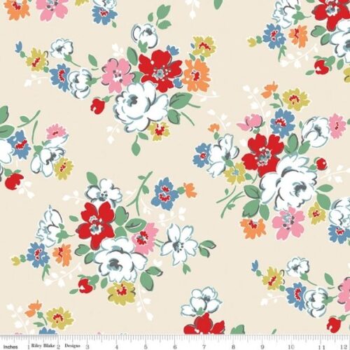 WB18377-Cream Clifton Rose Extra-Wide Backing, Cath Kidston Signature Collection (approx. 108 wide)