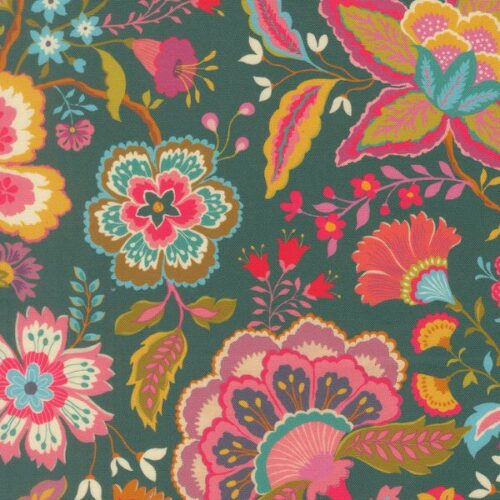11980 14 Jasmine Florals Dark Teal, Sitara by Crystal Manning