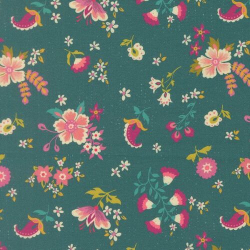 11982 14 Davina Florals Dark Teal, Sitara by Crystal Manning