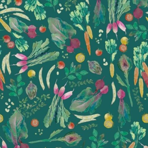 BG077 Vegetable Patch Teal, Vegetable Patch by Bluebellgray