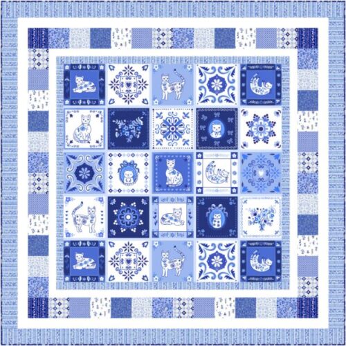 Playful Tiles Quilt Kit, Chateau Meow by Whistler Studios