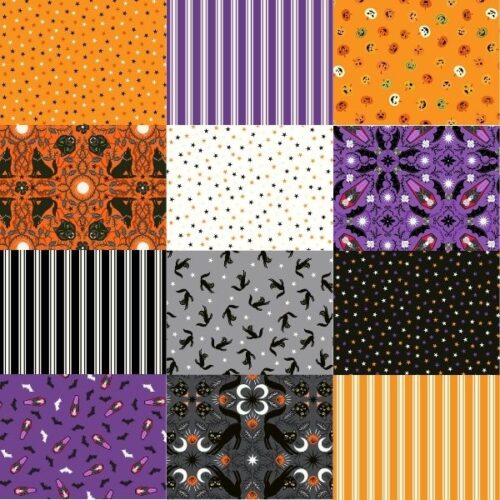 Transylvania Glow Fat Quarter Pack (glow in the dark), 12 pieces, Lewis & Irene