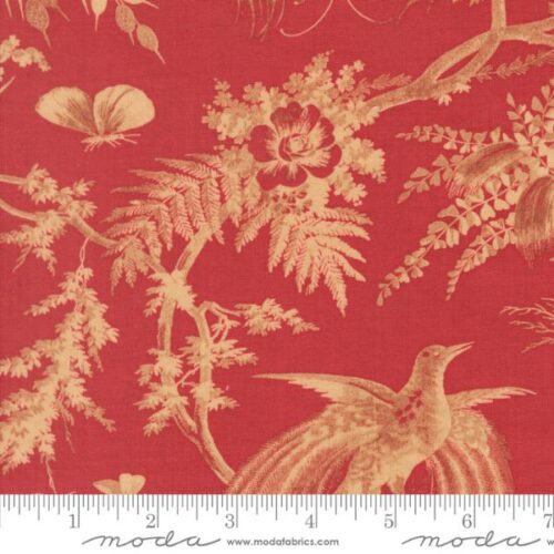 36151 11 Margueritte Florals Bird Toile Rouge, Le Jardin Rouge by French General