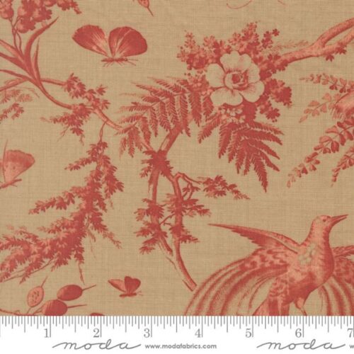 36151 13 Margueritte Florals Bird Toile Roche, Le Jardin Rouge by French General