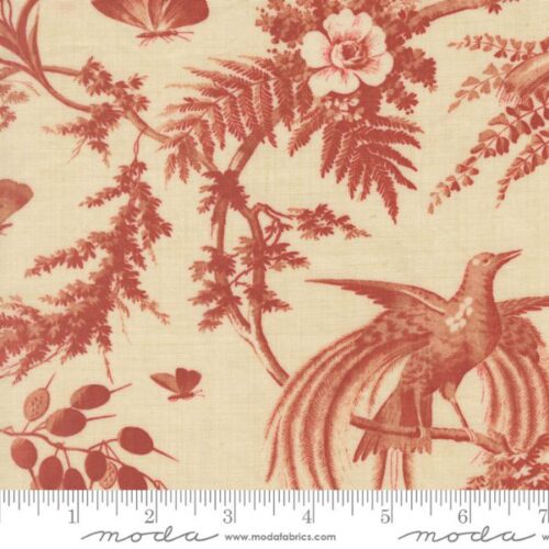 36151 14 Margueritte Florals Bird Toile Pearl, Le Jardin Rouge by French General