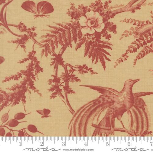 36151 15 Margueritte Florals Bird Toile Oyster, Le Jardin Rouge by French General