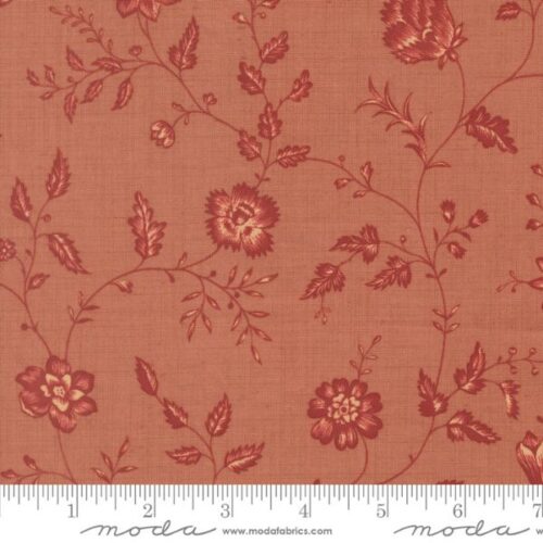 36155 12 Dauphin Florals Toile Clay, Le Jardin Rouge by French General