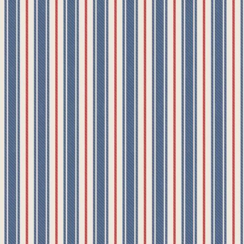 F2C Blue and Red Ticking Stripe Flannel, Country Comforts Flannel by Lewis & Irene