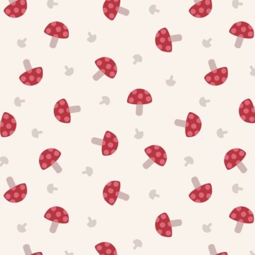 F3 Red Toadstools on Cream, Country Comforts Flannel by Lewis & Irene