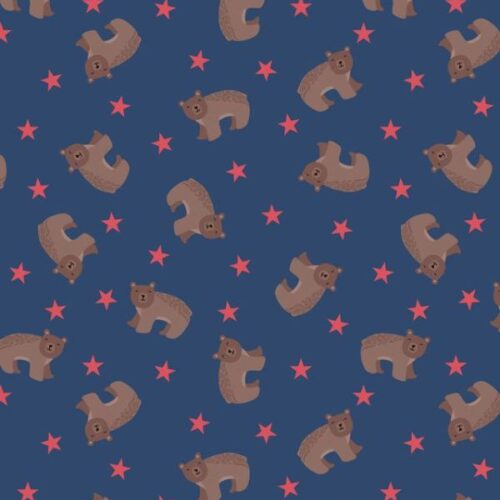 F5 Bear on Dark Blue Flannel, Country Comforts Flannel by Lewis & Irene