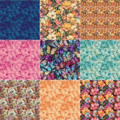 Flight of Beauty Fat Quarter Pack (9 pieces) by Peggy Collins (Cut in House)