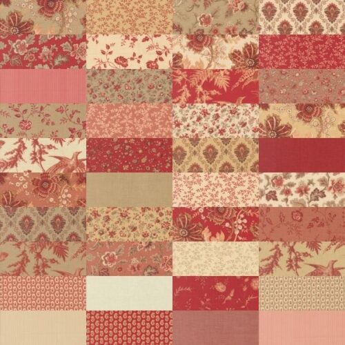 Le Jardin Rouge Fat Quarter Pack (40 pieces) by French General (Cut in House)