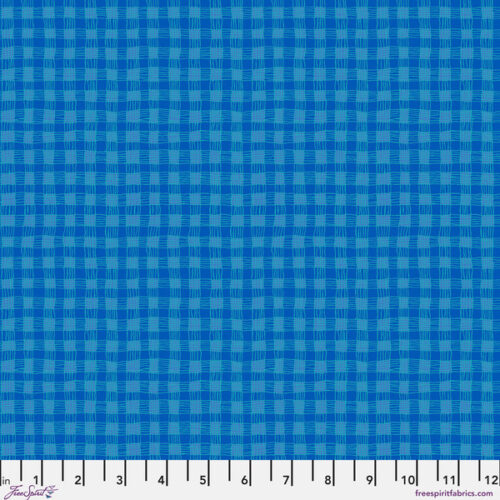 PWBM119.Blue SM Gingham, Bits and Bobs by Brandon Mably for Kaffe Fassett Collective