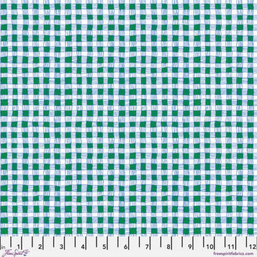PWBM119.Green SM Gingham, Bits and Bobs by Brandon Mably for Kaffe Fassett Collective