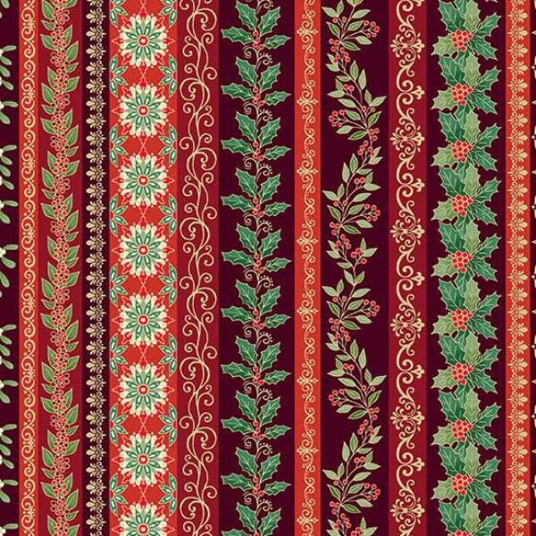 218-R9 Garland Stripe Burgundy, Adorn by Makower