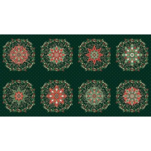 222-G Circles Green Panel, Adorn by Makower