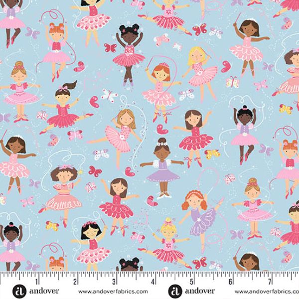245-B Ballerinas Blue, Dance Class by Makower