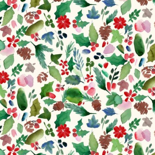 BG093 Festive Foliage Winter White, Merry Happy Christmas by Bluebellgray for Lewis & Irene