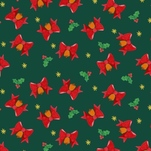 BG101 Bows & Bells Festive Red, Merry Happy Christmas by Bluebellgray for Lewis & Irene