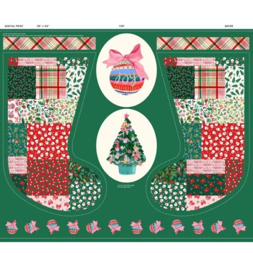 BG106 Merry Happy Christmas Yard Stocking Panel by Bluebellgray