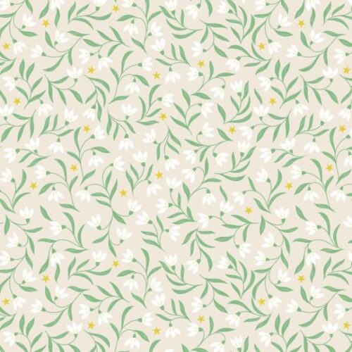 C140A Snowdrops on cream (with gold metallic), Christmas in Bluebell Wood by Lewis & Irene