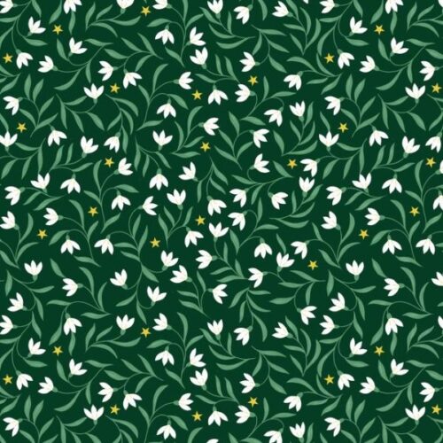 C140C Snowdrops on green (with gold metallic), Christmas in Bluebell Wood by Lewis & Irene