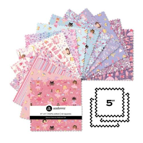 Dance Class 5in Squares (42 pieces) by Makower (Branded)