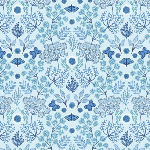 F930B Jardin d'Hiver on Light Blue, Jardin d'Hiver by Lewis & Irene