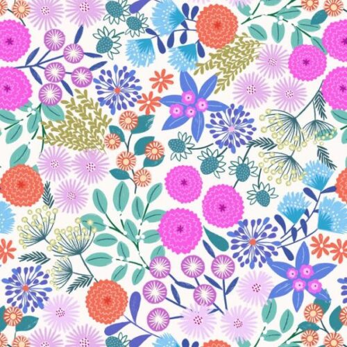L23A Landscape Floral on Cream, Creative Landscapes - Mountains and Shores by Lewis & Irene