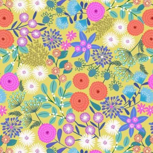 L23B Landscape Floral on Sunny Day Yellow, Creative Landscapes - Mountains and Shores by Lewis & Irene