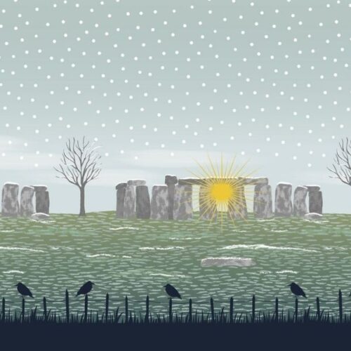 L52 Stonehenge double edge border (with gold metallic), Winter Solstice by Lewis & Irene