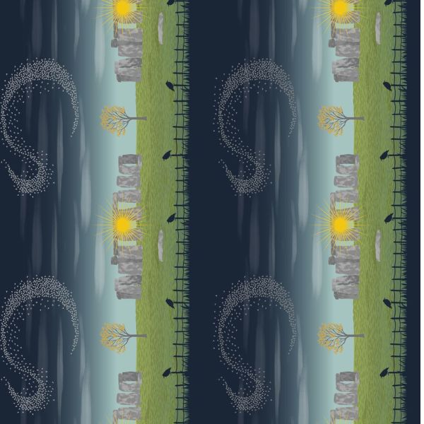 L53 Stonehenge Stripe (with gold metallic), Winter Solstice by Lewis & Irene