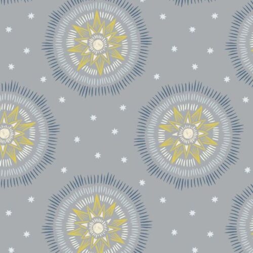 L60B Winter Solstice Sun Star on Grey (with gold metallic), Winter Solstice by Lewis & Irene