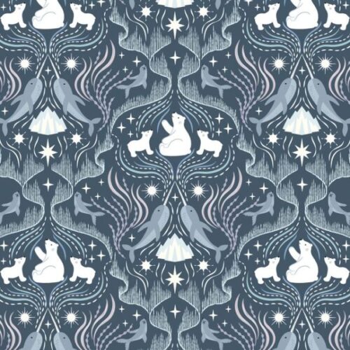 L63C Where the Sky Dances on Dark Blue (with pearl) by Lewis & Irene