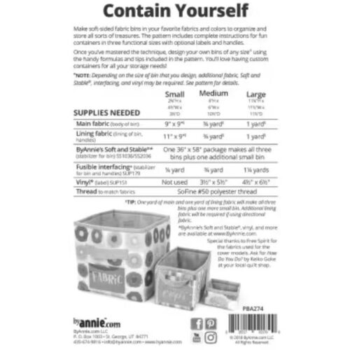 PBA274 Contain Yourself Bag Pattern ByAnnie