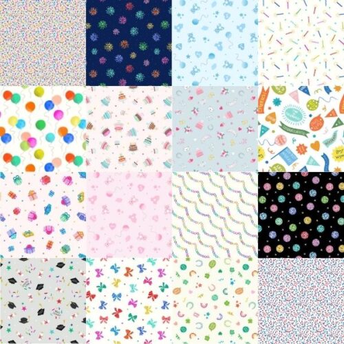 Small Things...Celebrations Fat Quarter Pack (16 pieces) by Lewis & Irene (Cut in House)