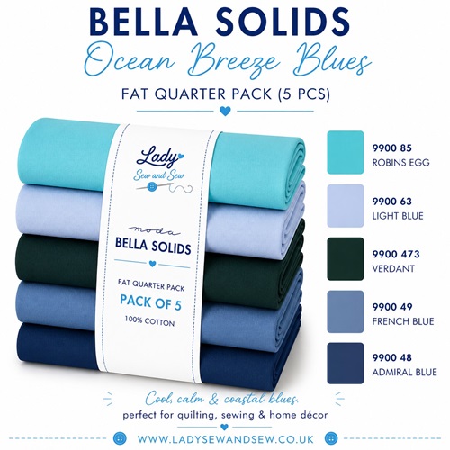 Bella Solids Ocean Breeze Blues Fat Quarter Pack