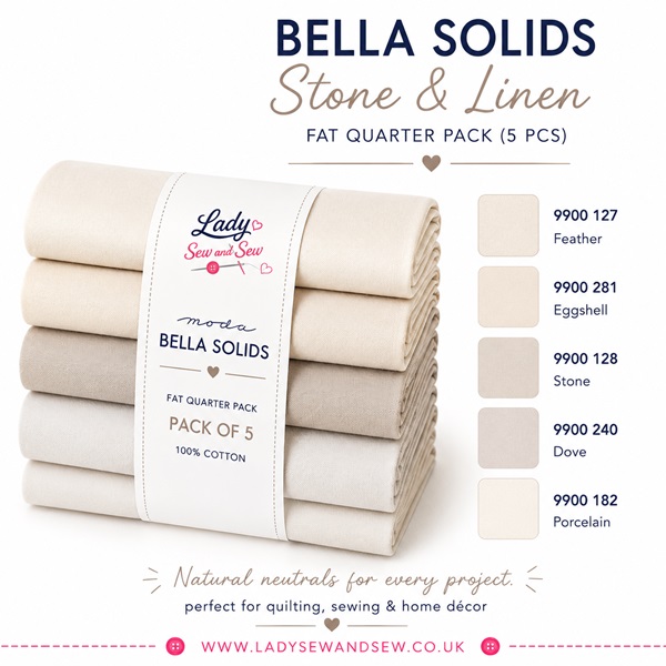 Bella Solids Stone and Linen Fat Quarter Pack
