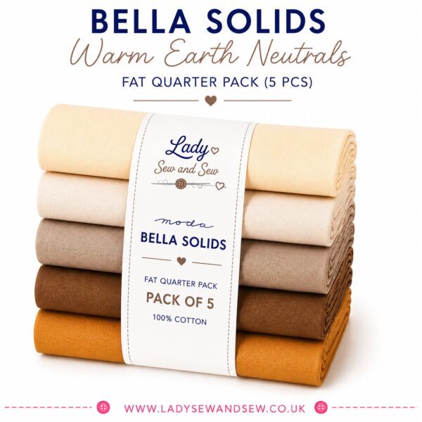 Bella Solids Warm Earth Neutrals Fat Quarter Pack (5 Pieces) by Moda