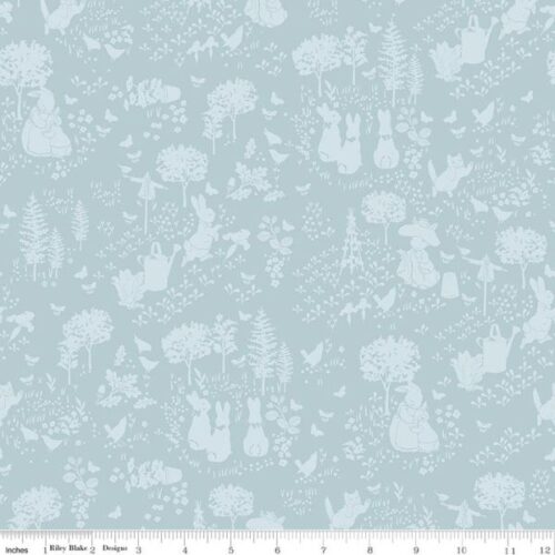 C17251-Blue Peter Rabbit™ and Benjamin Bunny™ Tonal Garden Blue by Riley Blake