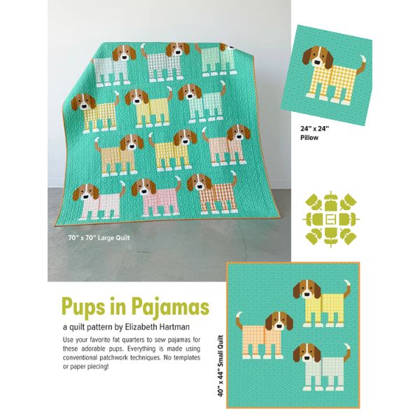 EH092 Pups in Pajamas Quilt Pattern by Elizabeth Hartman