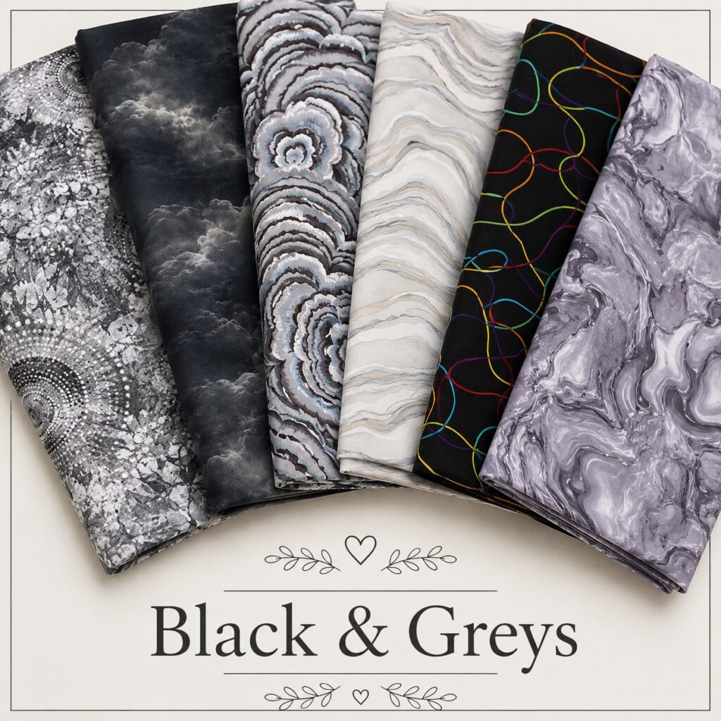 Extra Wide Quilt Backing Fabrics Black and Greys Extra Wide Quilt Backing Fabrics Black and Greys