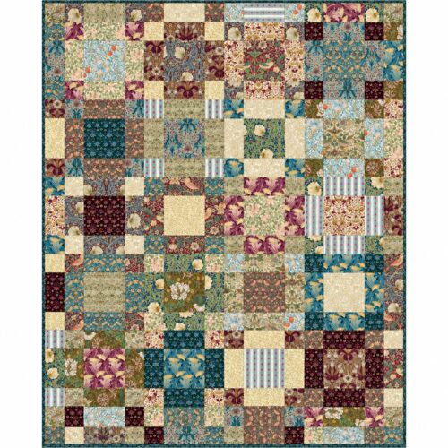 Friendship Quilt Kit featuring William Morris Lodden fabrics by Morris & Co., with a beautiful mix of floral, botanical and decorative prints in rich vintage colours.