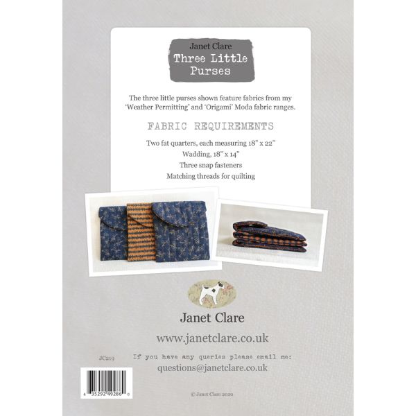 JC219 Three Little Purses Pattern by Janet Clare
