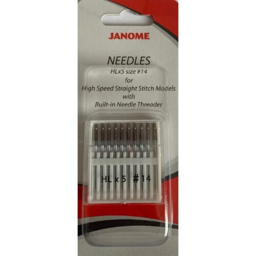 Janome Hlx5 Size 14 Needles for High Speed Straight Stitch Models with Built-in Needle Threader (767813002)