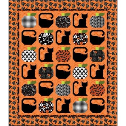 KITQTRH.HALLOWCAT Halloween Cats Quilt Kit, Scaredy Cat by Rachel Hauer